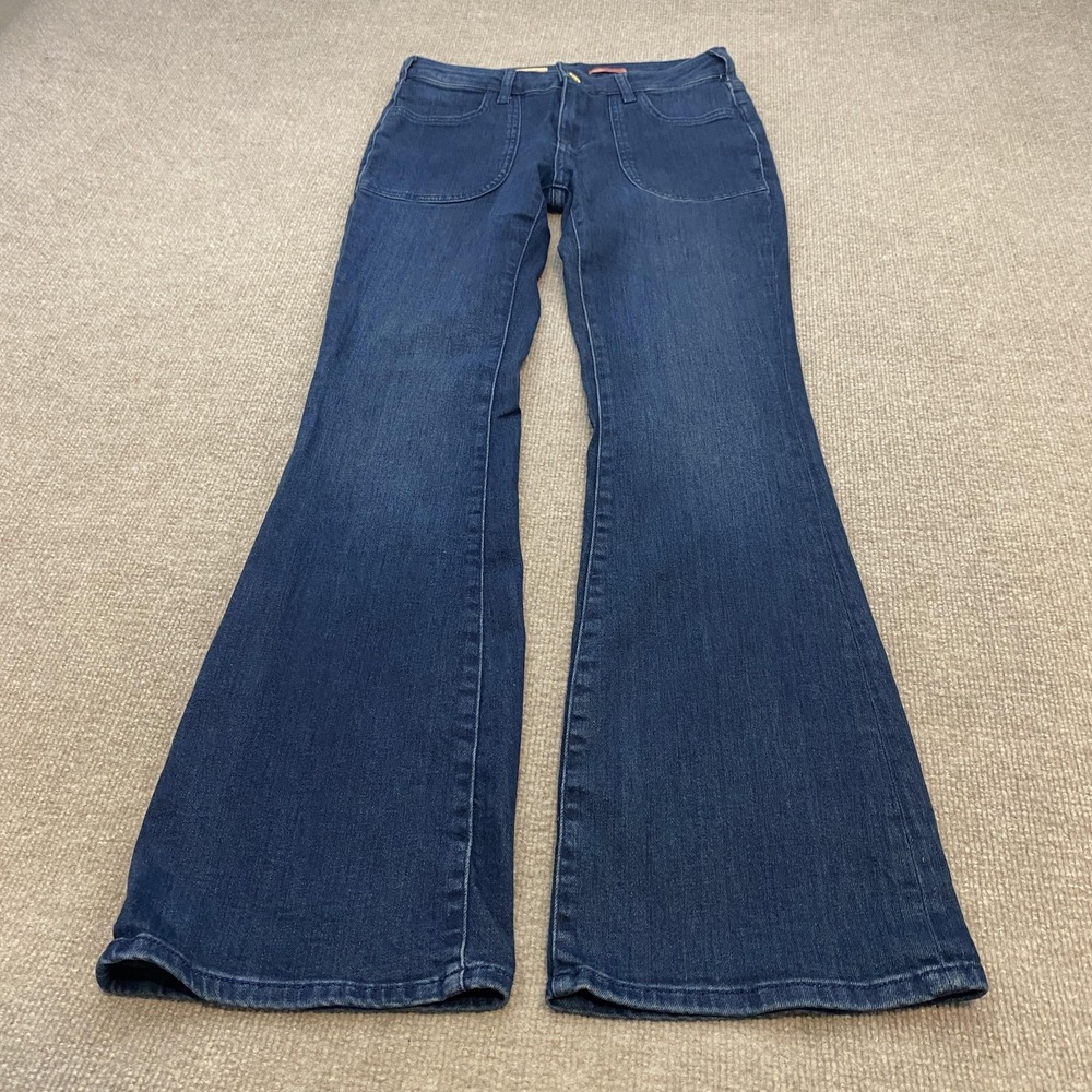 Pilcro Flare Jeans Blue Med Wash High Rise Stretch Denim Boho Womens 26